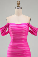 Load image into Gallery viewer, Red Bodycon Off the Shoulder Ruched Short Prom Dress
