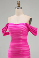 Load image into Gallery viewer, Red Bodycon Off the Shoulder Ruched Short Prom Dress