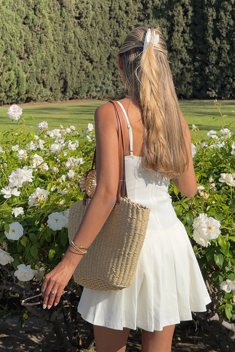 Load image into Gallery viewer, White A Line Spaghetti Straps Mini Birthday Dress