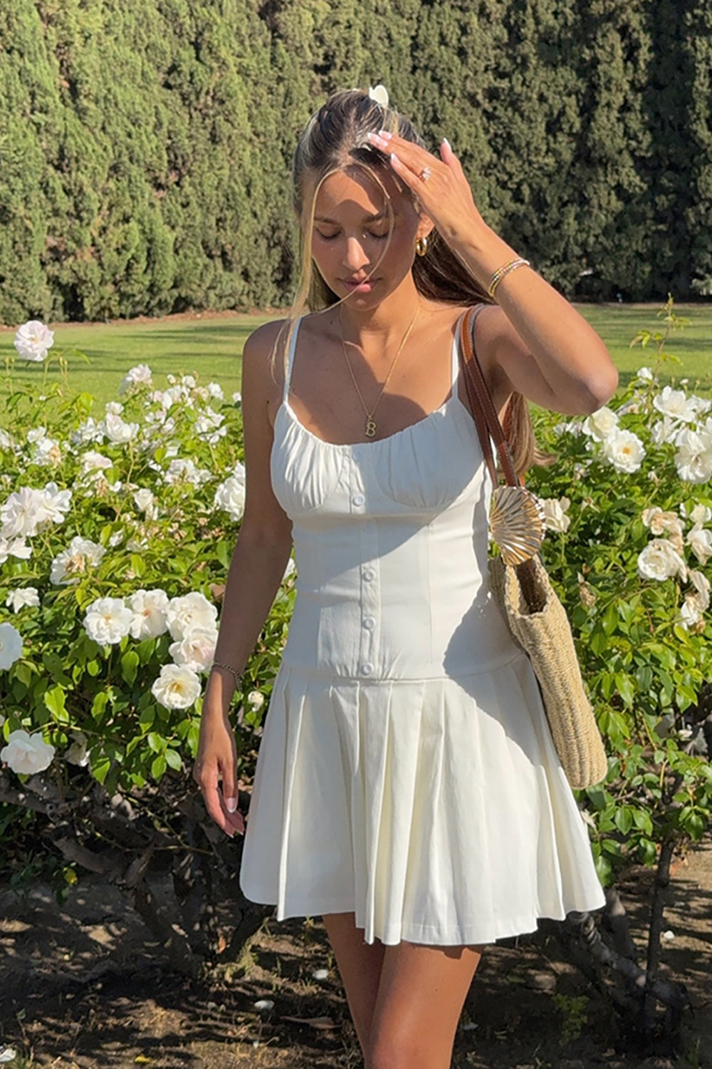 White A Line Spaghetti Straps Mini Birthday Dress