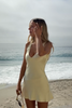 Load image into Gallery viewer, Yellow Bodycon V-Neck Mini Birthday Dress with Sash