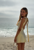 Load image into Gallery viewer, Yellow Bodycon V-Neck Mini Birthday Dress with Sash