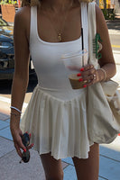 Load image into Gallery viewer, White Square Neck A Line Mini Birthday Dress