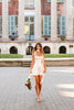 Load image into Gallery viewer, White A Line Lace Up Back Halter Mini Birthday Dress with Sash