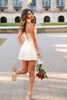 Load image into Gallery viewer, White A Line Lace Up Back Halter Mini Birthday Dress with Sash
