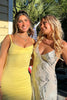 Load image into Gallery viewer, Yellow Spaghetti Straps Backless Sheath Maxi Birthday Dress