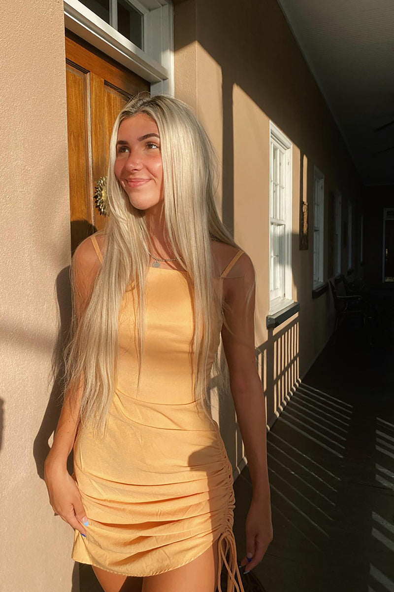 Load image into Gallery viewer, Yellow Spaghetti Straps Bodycon Mini Dress