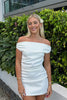 Load image into Gallery viewer, White Off The Shoulder Bodycon Mini Birthday Dress