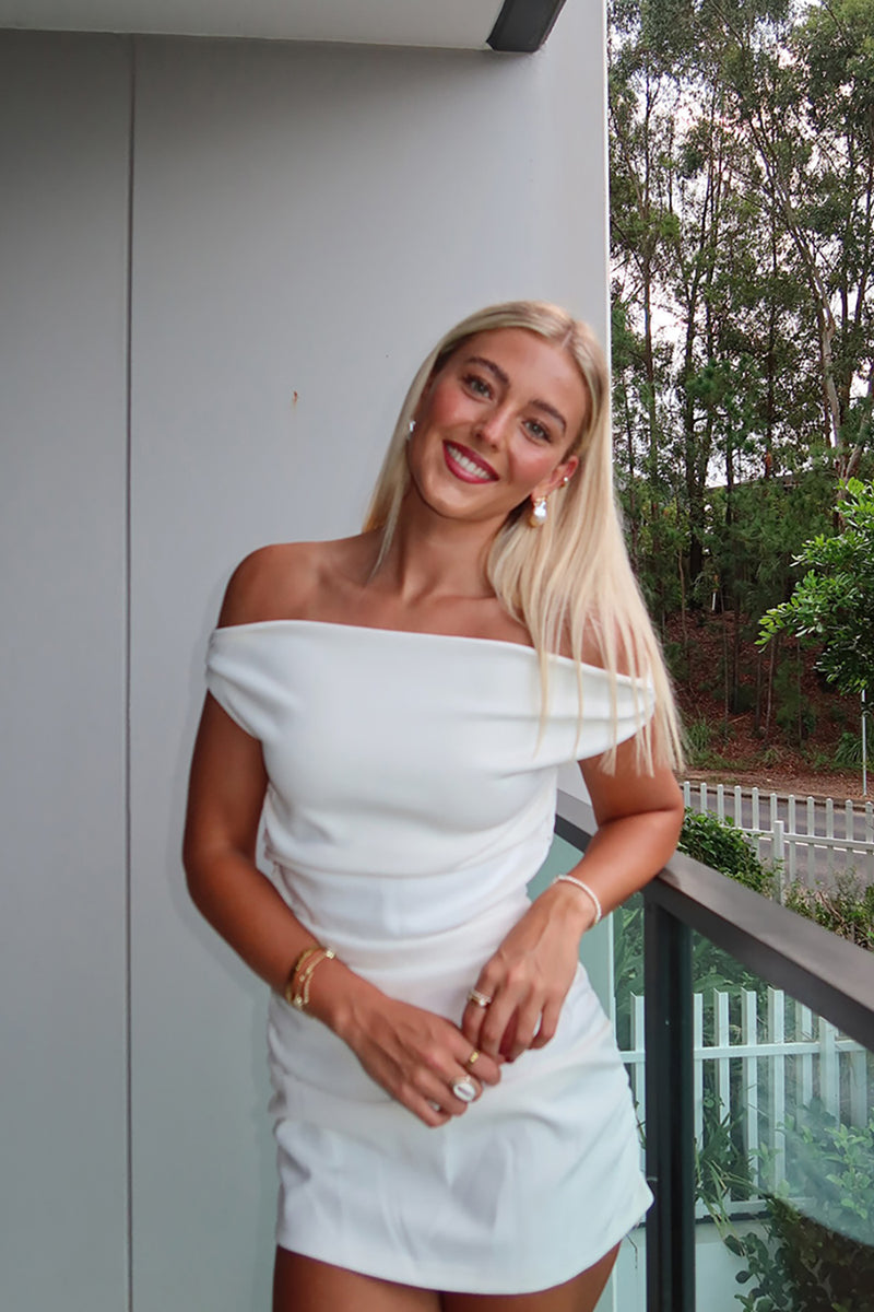 Load image into Gallery viewer, White Off The Shoulder Bodycon Mini Birthday Dress