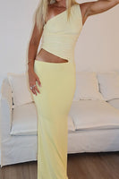 Load image into Gallery viewer, Yellow One Shoulder Cut Out Sheath Maxi Formal Dress