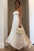 Load image into Gallery viewer, Simple White Spaghetti Straps A-Line Pleated Maxi Formal Dress