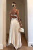 Load image into Gallery viewer, Simple White Spaghetti Straps A-Line Pleated Maxi Formal Dress
