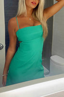 Load image into Gallery viewer, Green Spaghetti Straps Bodycon Mini Birthday Dress