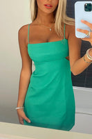 Load image into Gallery viewer, Green Spaghetti Straps Bodycon Mini Birthday Dress