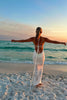Load image into Gallery viewer, Simple White Sheath Halter Backless Boho Maxi Prom Dress