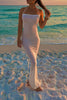 Load image into Gallery viewer, Simple White Sheath Halter Backless Boho Maxi Prom Dress