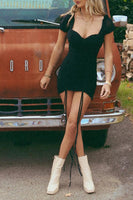 Load image into Gallery viewer, Black Sweetheart Bodycon Mini Birthday Dress with Sleeves