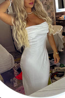 Load image into Gallery viewer, Simple White Strapless Sheath Maxi Prom Dress