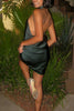 Load image into Gallery viewer, Dark Green Satin Bodycon Halter Backless Mini Birthday Dress