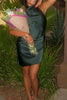 Load image into Gallery viewer, Dark Green Satin Bodycon Halter Backless Mini Birthday Dress