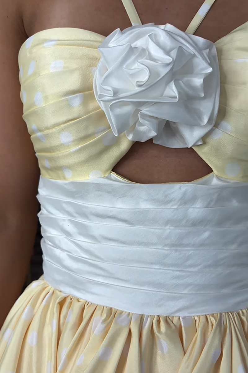 Load image into Gallery viewer, Black and White Dot A Line Halter Floral Long Prom Dress with Ruffles