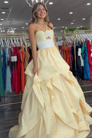 Load image into Gallery viewer, Black and White Dot A Line Halter Floral Long Prom Dress with Ruffles