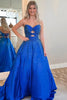 Load image into Gallery viewer, Sparkly Royal Blue Cut Out Sweetheart A Line Long Prom Dress with Beading