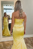 Load image into Gallery viewer, Yellow Mermaid Satin Sweetheart Long Prom Dress