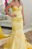 Load image into Gallery viewer, Yellow Mermaid Satin Sweetheart Long Prom Dress