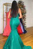 Load image into Gallery viewer, Purple Satin Mermaid Strapless Long Corset Prom Dress