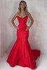 Load image into Gallery viewer, Purple Satin Mermaid Strapless Long Corset Prom Dress