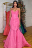 Load image into Gallery viewer, Purple Satin Mermaid Strapless Long Corset Prom Dress