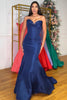 Load image into Gallery viewer, Purple Satin Mermaid Strapless Long Corset Prom Dress