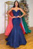 Load image into Gallery viewer, Purple Satin Mermaid Strapless Long Corset Prom Dress