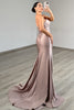 Load image into Gallery viewer, Dusty Rose Satin Cut Out Mermaid Long Prom Dress with Slit
