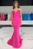 Load image into Gallery viewer, Fuchsia Satin Sweetheart Mermaid Long Prom Dress