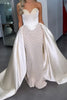 Load image into Gallery viewer, Sparkly White Satin Sweetheart Mermaid Long Corset Prom Dress with Cape