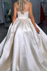 Load image into Gallery viewer, Sparkly White Satin Sweetheart Mermaid Long Corset Prom Dress with Cape