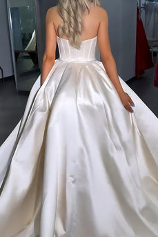 Sparkly White Satin Sweetheart Mermaid Long Corset Prom Dress with Cape