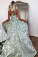 Load image into Gallery viewer, Lilac Strapless A Line Floral Long Prom Dress with Slit