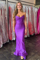 Load image into Gallery viewer, Purple Sweetheart Mermaid Maxi Corset Prom Dress