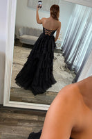 Load image into Gallery viewer, Sparkly Pink Strapless Beaded Long Corset Prom Dress with Bow