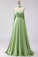 Load image into Gallery viewer, Pink White Polka Dots A Line Neck Scarf Long Formal Dress