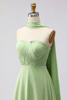 Load image into Gallery viewer, Pink White Polka Dots A Line Neck Scarf Long Formal Dress