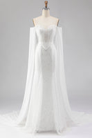 Load image into Gallery viewer, Sparkly White Beaded Off the Shoulder Mermaid Long Corset Prom Dress
