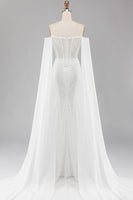 Load image into Gallery viewer, Sparkly White Beaded Off the Shoulder Mermaid Long Corset Prom Dress