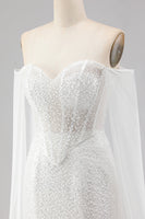 Load image into Gallery viewer, Sparkly White Beaded Off the Shoulder Mermaid Long Corset Prom Dress