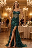 Load image into Gallery viewer, Sparkly Floral Blush Lace Sequin Long Corset Prom Dress with Rhinestone