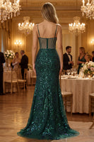 Load image into Gallery viewer, Sparkly Floral Blush Lace Sequin Long Corset Prom Dress with Rhinestone