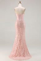 Load image into Gallery viewer, Sparkly Blush Mermaid Sweetheart Long Corset Prom Dress with Sequins